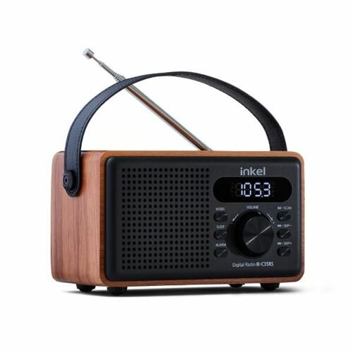 [컴소닉] 인켈 IK-C35RS 휴대용 레트로 블루투스 스피커 라디오 시계 알람 USB(블랙)