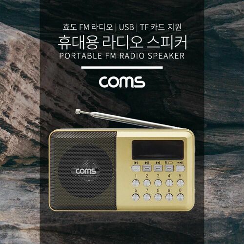 [Coms] 효도 라디오 / FM Radio With USB / TF(Micro SD) / 휴대용 스피커 - Gold [YX976]