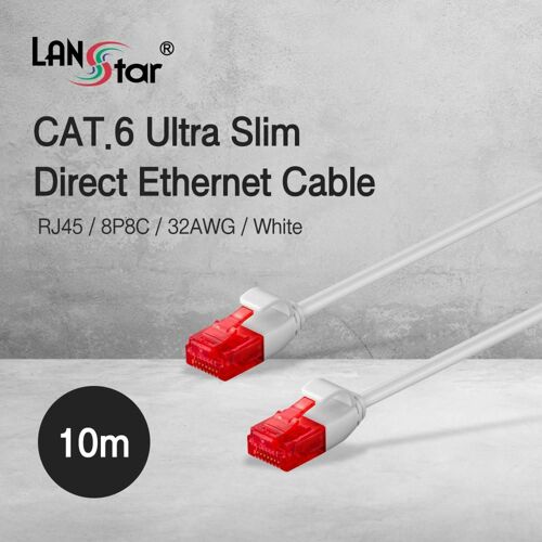 [LANStar] CAT.6 UTP 기가비트 초슬림 랜케이블 10m 화이트 [LS-SL6-10W]