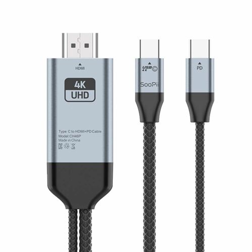 [Soopii] PD 100W 충전 USB C타입 to HDMI 4K TV연결 미러링 케이블 2m CH46P